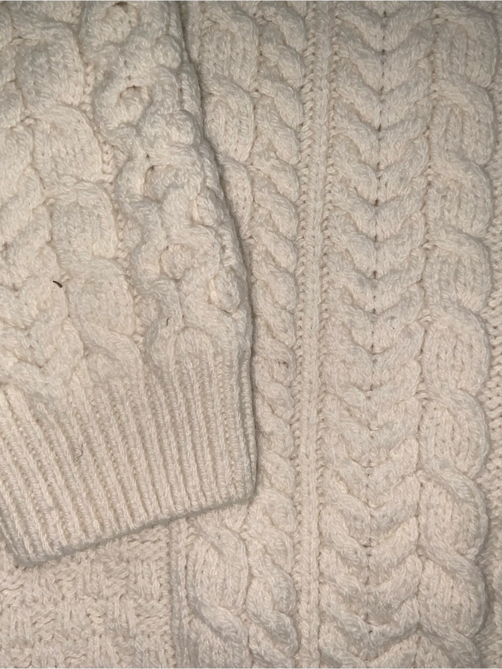 hand knit wool aran fisherman sweater hand made cream non ichy merino ecru - Picture 3 of 7